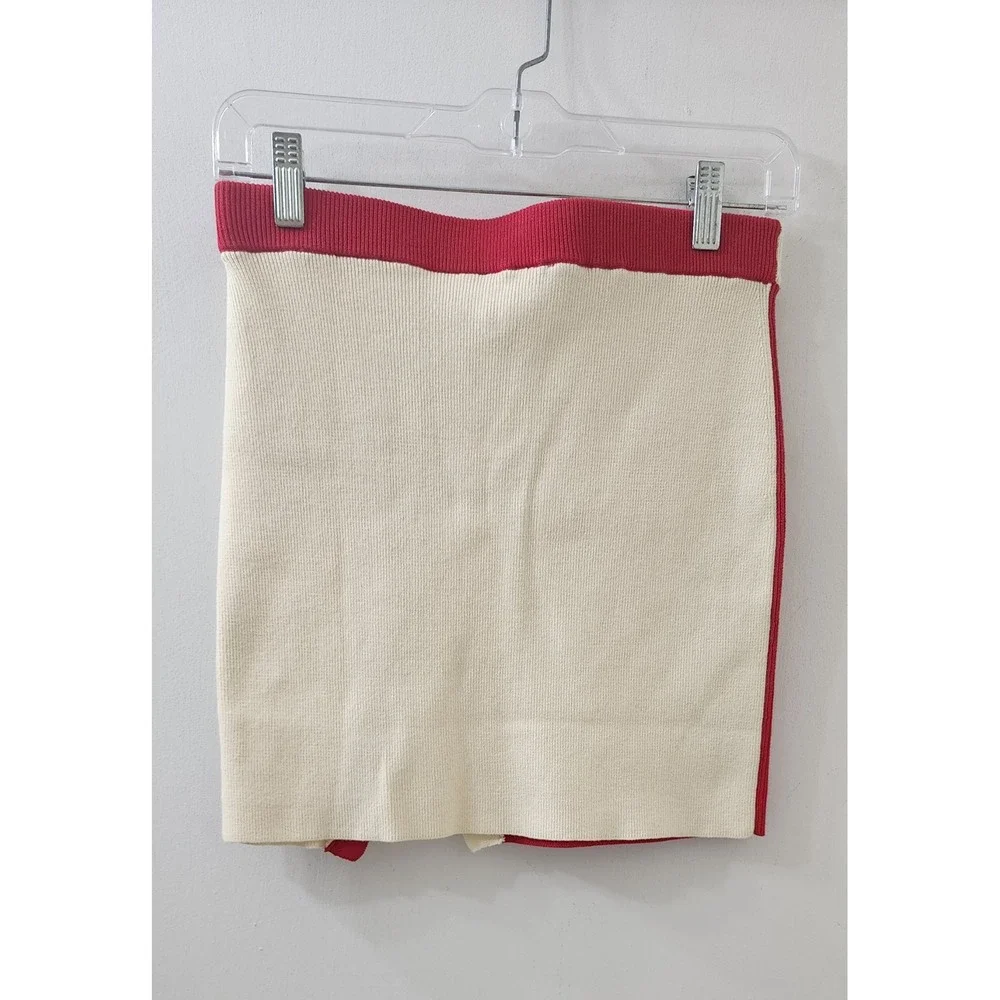 Solid & Striped The Anna Mini Skirt Red Cream Colorblock Knit Button Front M NEW